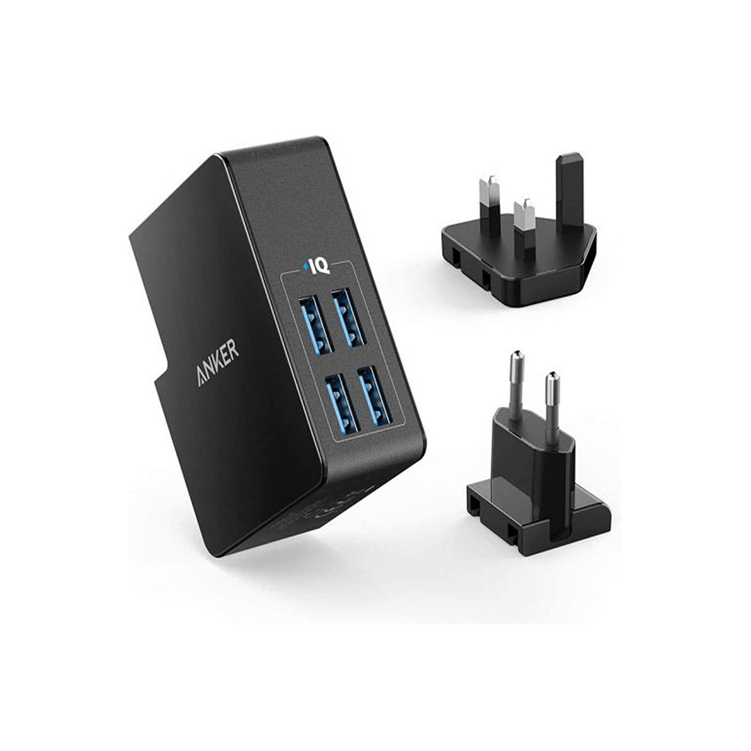 Anker Power Port 4 Lite Travel Adapter -  Black in Qatar Anker Power Port 4 Lite Travel Adapter -  Black in Qatar